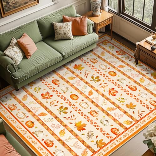 FRAMICS Herbst-Teppich für Wohnzimmer, 20,3 x 25,4 cm, Kürbisse, waschbare Teppiche für Schlafzimmer, große Ahornblätter, rutschfest, weich, für unter dem Esstisch, Büro, Heimdekoration, Orange FRAMICS Herbst-Teppich für Wohnzimmer, 20,3 x 25,4 cm, Kürbisse, waschbare Teppiche für Schlafzimmer, große Ahornblätter, rutschfest, weich, für unter dem Esstisch, Büro, Heimdekoration, Orange von FRAMICS
