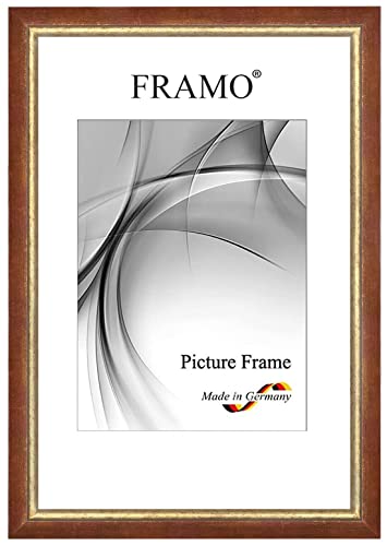FRAMO Barock Bilderrahmen 13 x 18 cm aus Massivholz | Rot Gold | Farbe/Größe wählbar | Retro Vintage Antik Rahmen N°057 von FRAMO