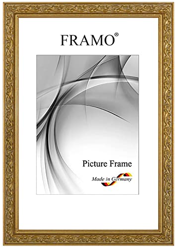 FRAMO Barock Bilderrahmen 17 x 24 cm aus Massivholz | Alt-Gold | Farbe/Größe wählbar | Retro Vintage Antik Rahmen N°096 von FRAMO