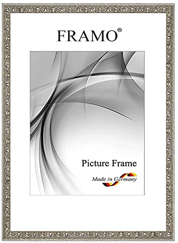 FRAMO Barock Bilderrahmen 20 x 27 cm aus Massivholz | Alt-Silber | Farbe/Größe wählbar | Retro Vintage Antik Rahmen N°110 von FRAMO
