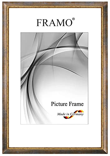 FRAMO Barock Bilderrahmen 25 x 25 cm aus Massivholz quadratisch | Blau Gold | Farbe/Größe wählbar | Retro Vintage Antik Rahmen N°063 von FRAMO