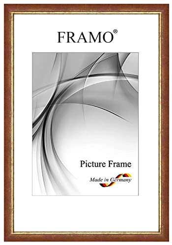 FRAMO Barock Bilderrahmen 28 x 34 cm aus Massivholz | Rot Gold | Farbe/Größe wählbar | Retro Vintage Antik Rahmen N°066 von FRAMO