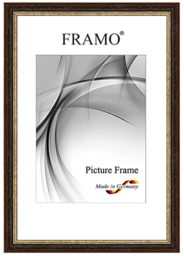 FRAMO Barock Bilderrahmen 32 x 42 cm aus Massivholz | Alt-Schwarz Silber | Farbe/Größe wählbar | Retro Vintage Antik Rahmen N°087 von FRAMO