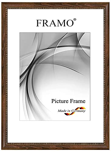 FRAMO Barock Bilderrahmen 33 x 50 cm aus Massivholz | Braun-Gold | Farbe/Größe wählbar | Retro Vintage Antik Rahmen N°113 von FRAMO