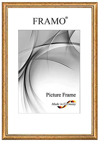 FRAMO Barock Bilderrahmen 34 x 48 cm aus Massivholz | Bordeaux Rot Gold | Farbe/Größe wählbar | Retro Vintage Antik Rahmen N°069 von FRAMO