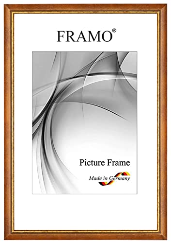 FRAMO Barock Bilderrahmen 34 x 48 cm aus Massivholz | Ocker Gold | Farbe/Größe wählbar | Retro Vintage Antik Rahmen N°062 von FRAMO