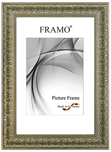 FRAMO Barock Bilderrahmen Barock Rokoko 30 x 40 cm aus Massivholz | Alt-Silber | Farbe/Größe wählbar | Retro Vintage Antik Rahmen N°095 von FRAMO