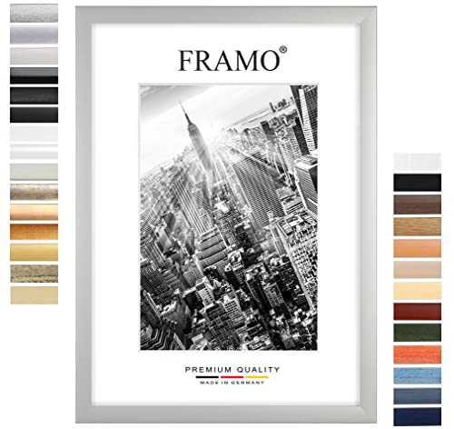 FRAMO Holz Bilderrahmen 11 x 16 cm nach Maß - Silber matt | Farbe/Größe wählbar | inkl. entspiegeltes Acrylglas | Rahmen für Puzzle | Foto | Poster von FRAMO
