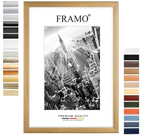 FRAMO Holz Bilderrahmen 13 x 19 cm nach Maß - Gold gewischt | Farbe/Größe wählbar | inkl. entspiegeltes Acrylglas | Rahmen für Puzzle | Foto | Poster von FRAMO