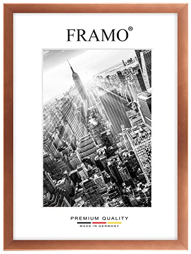 FRAMO Holz Bilderrahmen 20 x 14 cm nach Maß - Kupfer Braun | Größe wählbar | inkl. entspiegeltes Acrylglas | Rahmen für Puzzle | Foto | Poster von FRAMO