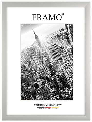 FRAMO Holz Bilderrahmen 44 x 94 cm nach Maß - Silber Matt | Größe wählbar | inkl. entspiegeltes Acrylglas | Rahmen für Puzzle | Foto | Poster von FRAMO