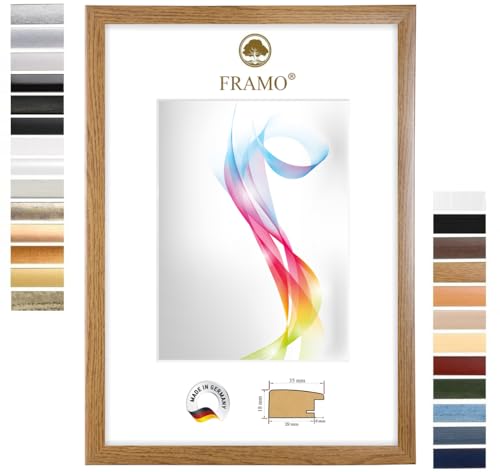 FRAMO Holz Bilderrahmen 60 x 80 cm (Bildmaß) in Eiche Rustikal | Größe wählbar | Rahmen für Poster | Puzzle | Foto collage | Maßanfertigung | Fotorahmen nach maß von FRAMO