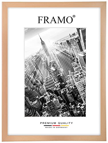 FRAMO Holz Bilderrahmen 87 x 57 cm nach Maß - Buche | Größe wählbar | inkl. entspiegeltes Acrylglas | Rahmen für Puzzle | Foto | Poster von FRAMO