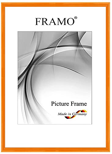 FRAMO Holz Bilderrahmen Schmal 13 x 18 cm aus Massivholz | Orange Hochglanz | Farbe/Größe wählbar | Rahmen für Poster | Puzzle | Foto collage N°121 von FRAMO