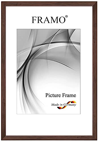 FRAMO Holz Bilderrahmen Schmal 22 x 32 cm aus Massivholz | Braun | Farbe/Größe wählbar | Rahmen für Poster | Puzzle | Foto collage N°074 von FRAMO