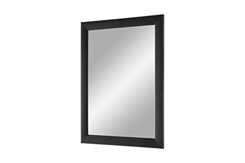 FRAMO Trend 35 - Wandspiegel 35x55 cm mit Rahmen (Kiefer schwarz), Spiegel nach Maß mit 35 mm breiter MDF-Holzleiste - Maßgefertigter Spiegelrahmen inkl. Spiegel und Stabiler Rückwand mit Aufhängern von FRAMO