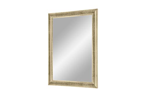 FRAMO Trend 35 - Wandspiegel 45x145 cm mit Rahmen (Silber Leaf), Spiegel nach Maß mit 35 mm breiter MDF-Holzleiste - Maßgefertigter Spiegelrahmen inkl. Spiegel und Stabiler Rückwand mit Aufhängern von FRAMO
