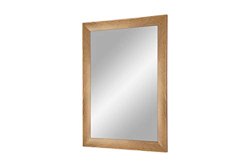 FRAMO Trend 35 - Wandspiegel 70x55 cm mit Rahmen (Eiche rustikal), Spiegel nach Maß mit 35 mm breiter MDF-Holzleiste - Maßgefertigter Spiegelrahmen inkl. Spiegel und Stabiler Rückwand mit Aufhängern von FRAMO