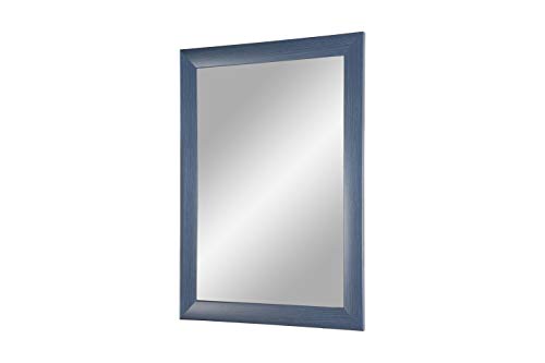 FRAMO Trend 35 - Wandspiegel 80x40 cm mit Rahmen (Schieferblau), Spiegel nach Maß mit 35 mm breiter MDF-Holzleiste - Maßgefertigter Spiegelrahmen inkl. Spiegel und Stabiler Rückwand mit Aufhängern von FRAMO