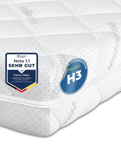 FRANCO Basic Kaltschaummatratze 120x200 cm H3 mittelfest - Höhe 15 cm - Schaumstoffmatratze mit antibakteriellem waschbare Bezug & atmungsaktiven 3D-Gewebe - wendbare Matratze - Härtegrad 3 von FRANCO