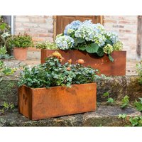 2 Pflanzkästen aus Metall in Rost Optik, Blumenkasten, Pflanzkübel, Pflanzcontainer, Hochbeet, Gartendeko für Draußen von DEKOLEIDENSCHAFT