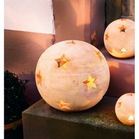 Dekoleidenschaft - Dekokugel Sterne aus Terracotta, ø 30 cm, Windlicht, Kerzenhalter, Gartenkugel, Gartendeko für Draußen von DEKOLEIDENSCHAFT