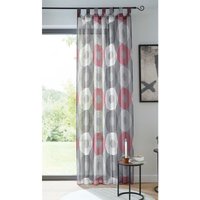 Dekoschal Modern Colors 140x245 cm, transparent grau, Kreise in rot weiß & grau, Vorhang Gardine Schlaufenschal von DEKOLEIDENSCHAFT
