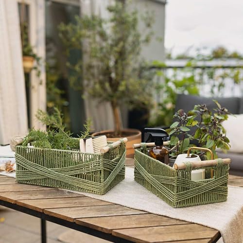 FRANK FLECHTWAREN, Füllkorb "Holzgriff", 2er Set, Papierschnur, Metall Maße: 31 x 20 x 12 cm, 36 x 23 x 14 cm FRANK FLECHTWAREN, Füllkorb "Holzgriff", 2er Set, Papierschnur, Metall Maße: 31 x 20 x 12 cm, 36 x 23 x 14 cm von FRANK FLECHTWAREN