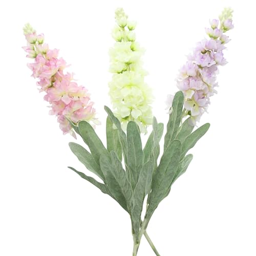 FRANK FLECHTWAREN Blume Levkoje, 3er Set, Textilblüten, Kunststoff Maße: ca. Länge 80 cm,vielseitig anwendbar von FRANK FLECHTWAREN