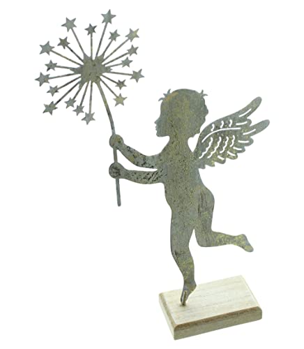 FRANK FLECHTWAREN Engel Sternblume, Metall, MDF, Maße: Höhe 30 cm von FRANK FLECHTWAREN