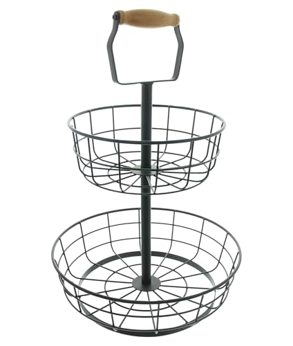 FRANK FLECHTWAREN Etagere Modern, Metall, Mattschwarz, Holzgriff Maße: Ø 30 x 45 cm, einfache Selbstmontage, vielseitig einsetzbar sowohl dekorativ als auch nützlich FRANK FLECHTWAREN Etagere Modern, Metall, Mattschwarz, Holzgriff Maße: Ø 30 x 45 cm, einfache Selbstmontage, vielseitig einsetzbar sowohl dekorativ als auch nützlich von FRANK FLECHTWAREN