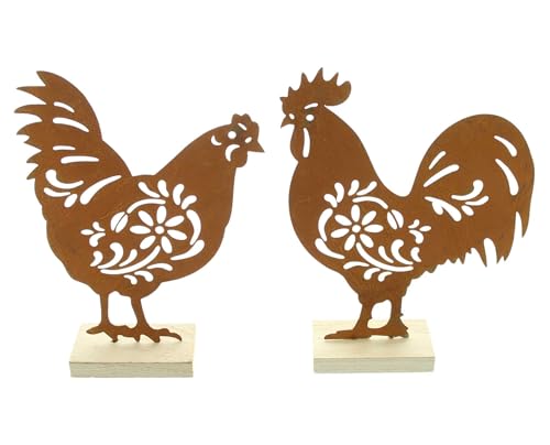 FRANK FLECHTWAREN Figur Huhn & Hahn, 2er Set, Metall, Holz Maße: 14 x 20 cm, 15 x 20 cm FRANK FLECHTWAREN Figur Huhn & Hahn, 2er Set, Metall, Holz Maße: 14 x 20 cm, 15 x 20 cm von FRANK FLECHTWAREN