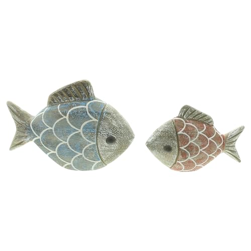 FRANK FLECHTWAREN Fisch Berti & Bella, 2er Set, Holz, beidseitig bemalt Maße: Höhe 7 cm, 9 cm von FRANK FLECHTWAREN