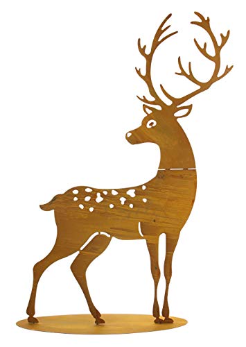 FRANK FLECHTWAREN Gartenstecker Hirsch Rost, groß 55 x 10 x 75 cm Dekostecker, von FRANK FLECHTWAREN