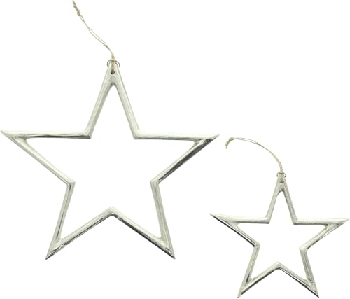 FRANK FLECHTWAREN Hänger Silberstern, 2er Set, Aluminiumguss, Jute Maße: Ø 15 cm, 23 cm, Tolle Wand-/Türhänger, auch als Geschenk, vielseitig anwendbar FRANK FLECHTWAREN Hänger Silberstern, 2er Set, Aluminiumguss, Jute Maße: Ø 15 cm, 23 cm, Tolle Wand-/Türhänger, auch als Geschenk, vielseitig anwendbar von FRANK FLECHTWAREN