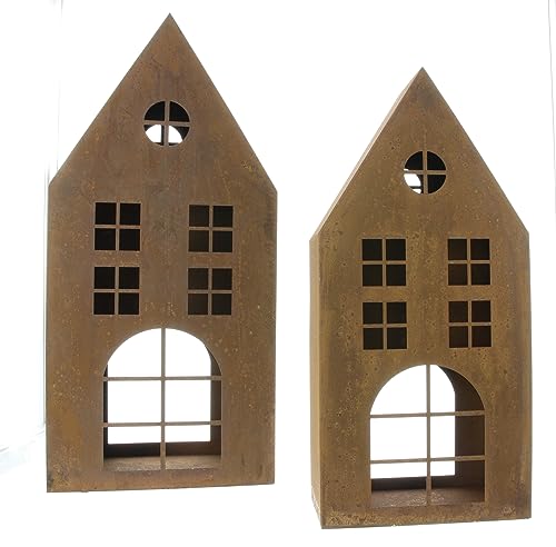 Haus Rost, 2er Set, Metall, Echtrostfinish Maße: Höhe 45 cm, 55 cm von FRANK FLECHTWAREN