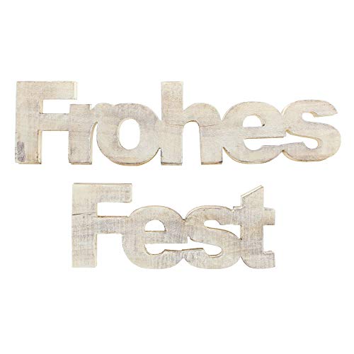 FRANK FLECHTWAREN Holzdeko Frohes Fest, 2-teilig von FRANK FLECHTWAREN