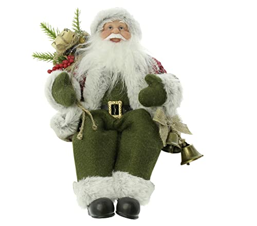 FRANK FLECHTWAREN Kantenhocker Santa mit Glöckchen, Metall, Verschiedene Textilien, Kunstfell, Polyester, Kunststoff Maße: Höhe 33 cm von FRANK FLECHTWAREN