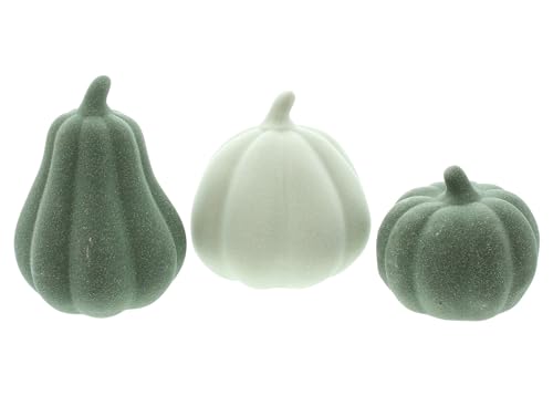 FRANK FLECHTWAREN Kürbis Green Shades, 3er Set, Terracotta Maße: Höhe 7 cm, 10 cm, 13 cm, Trendige Farbe von FRANK FLECHTWAREN