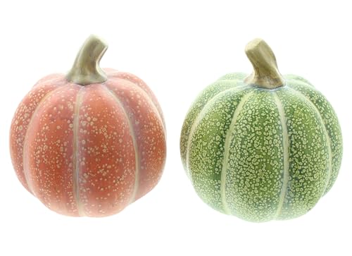 FRANK FLECHTWAREN Kürbis Orange & Grün, 2er Set, Terracotta Maße: Ø 16 cm von FRANK FLECHTWAREN