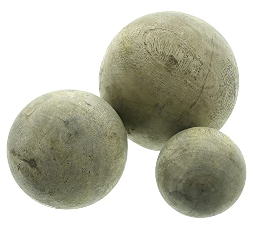 FRANK FLECHTWAREN Kugel Mangoholz, 3er Set, naturbelassene Holzdeko, Glatte Form von FRANK FLECHTWAREN