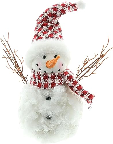 FRANK FLECHTWAREN Schneemann Zipfelmütze, Textil, Kunststoff Maße: Höhe 33 cm, winterliche Deko, Niedlich, vielseitig einsetzbar von FRANK FLECHTWAREN