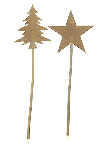 FRANK FLECHTWAREN Stecker Tanne & Stern, 2er Set, Metall, Echtrostfinish, Holz Maße: Höhe 56 cm, 58 cm, Stilvoll und festlich sowohl für Ihren Garten, Balkon oder Terrase als auch als Geschenk FRANK FLECHTWAREN Stecker Tanne & Stern, 2er Set, Metall, Echtrostfinish, Holz Maße: Höhe 56 cm, 58 cm, Stilvoll und festlich sowohl für Ihren Garten, Balkon oder Terrase als auch als Geschenk von FRANK FLECHTWAREN