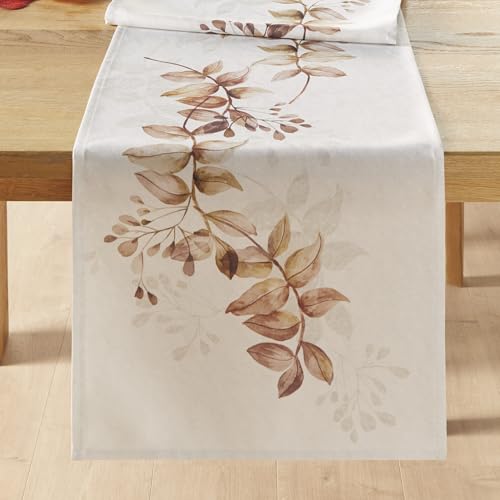 FRANK FLECHTWAREN Tischläufer Blatt-Art, cremeweiß, 100% Polyester Maße: 40 x 140 cm von FRANK FLECHTWAREN