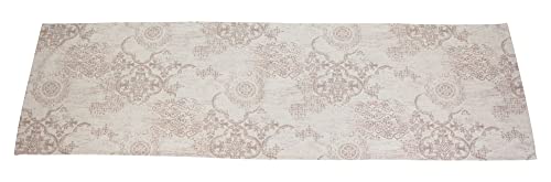 FRANK FLECHTWAREN Tischläufer Ornament, cremefarbener Grundstoff, zarter Barock-Look in Rosé, 74% Polyester, 26% Baumwolle, Maße: 40 x 140 cm von FRANK FLECHTWAREN