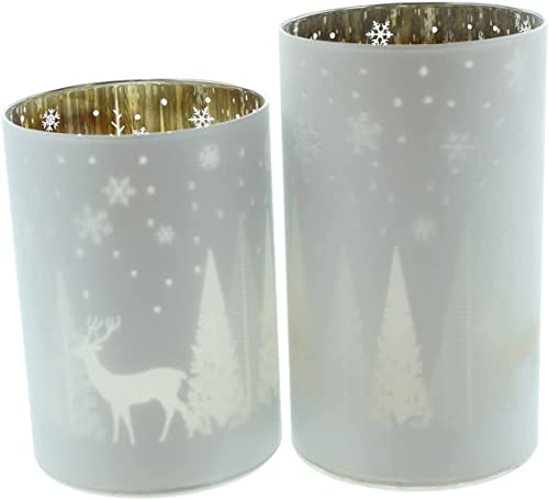 FRANK FLECHTWAREN Windlicht Winterlandschaft, im 2er Set, Elegantes Design, vielseitig einsetzbar von FRANK FLECHTWAREN