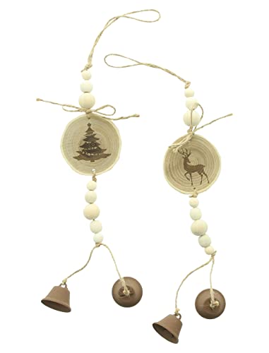 FRANK FLECHTWAREN Winterhänger Rentier & Tanne, 2er Set, Holz, Metallglöckchen, Rostoptik, Hanf Maße: ca. Höhe 40 cm FRANK FLECHTWAREN Winterhänger Rentier & Tanne, 2er Set, Holz, Metallglöckchen, Rostoptik, Hanf Maße: ca. Höhe 40 cm von FRANK FLECHTWAREN