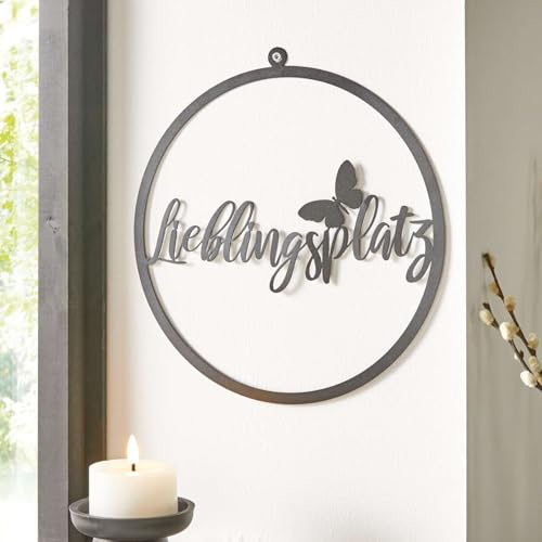 FRANk FLECHTWAREN Hänger Lieblingsplatz, Metall, Mattschwarz Maße: Ø 30 cm Vielseitig einsetzbar von FRANK FLECHTWAREN