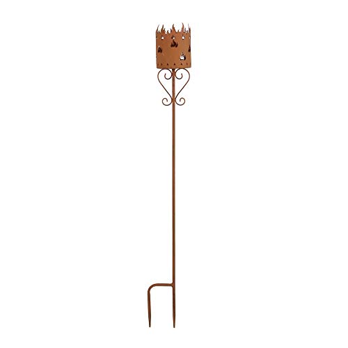FRANK FLECHTWAREN Gartenstecker Flammenkelch, korrodiertes Metall, Rostdesign Ø 10 x 12 cm, GH 90 cm von FRANK FLECHTWAREN