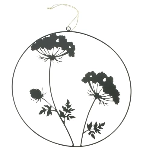 Hänger Blumen, Metall, Mattschwarz, Sisal Maße: Ø 35 cm von FRANK FLECHTWAREN